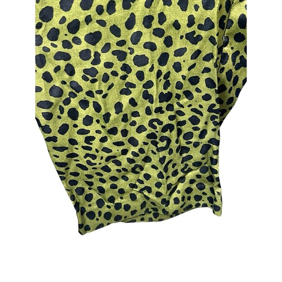 Zara Large Satin Flowy Animal Leopard Cheetah Kelly Green Wide Leg Trousers - Picture 5 of 13